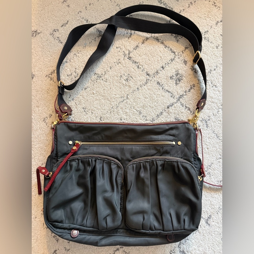 MZ Wallace Paige Nylon Crossbody bag with gold hardware